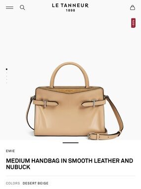 Le Tanneur Emie MEDIUM HANDBAG IN SMOOTH LEATHER AND NUBUCK NWOT